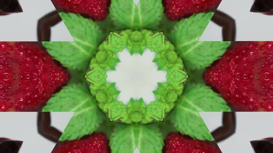 绿色蔬菜和草莓在变化