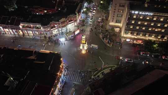 福建泉州钟楼夜景航拍城市地标