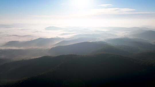 航拍清晨山川云海云雾风景