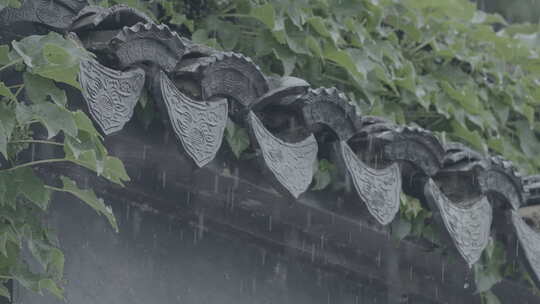 古建筑屋檐下雨 意境水滴 唯美屋檐雨滴