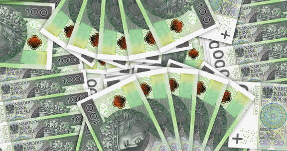 波兰兹罗提PLN 100钞票在风扇马赛克
