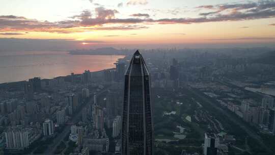 深圳夕阳夜景城市风光