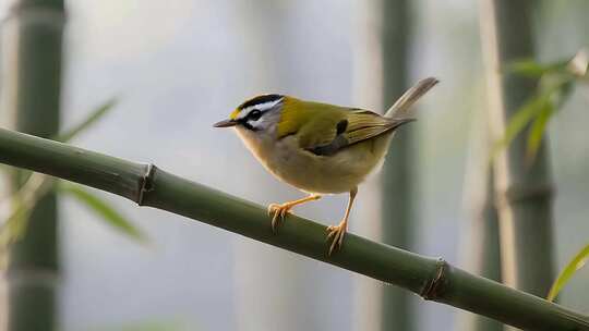 绣眼鸟站在树枝上鸣叫