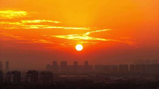 上海冬日城市日落