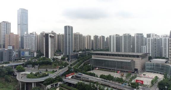 重庆航拍南岸会展中心重庆风景标志性建筑