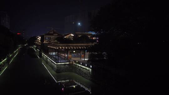 杭州拱墅区胜利河美食街夜景