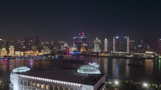 上海黄浦江景与陆家嘴金融区建筑风光夜景