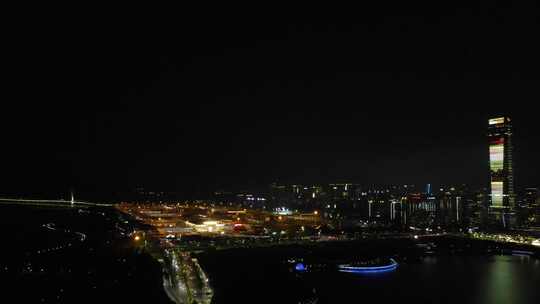 航拍深圳湾夜景