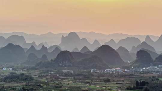 桂林山水喀斯特地貌航拍中国