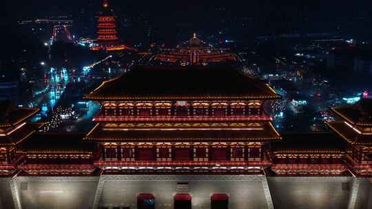 洛阳 夜景 灯光 航拍 应天门景点