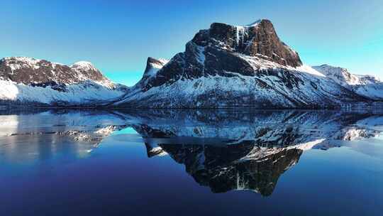 4K航拍挪威塞尼亚岛雪景最美风光