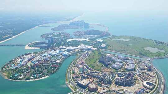 海南儋州海花岛城市建筑旅游度假，夏天蓝天