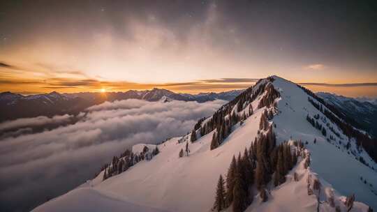 雪山云海日出全景