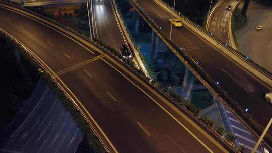 南京_南京双桥门立交夜景航拍002视频素材模板下载