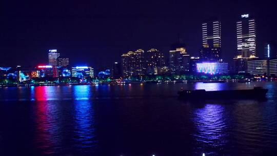 杨浦滨江夜景航拍风光视频素材模板下载