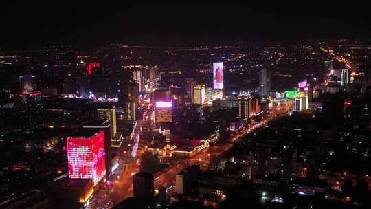 内蒙古呼和浩特市中心4k夜景视频素材模板下载