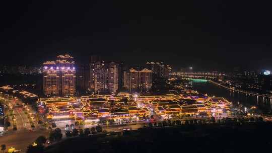 航拍四川眉山城市夜景