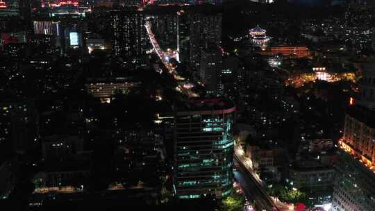 广州越秀区城市夜景与交通