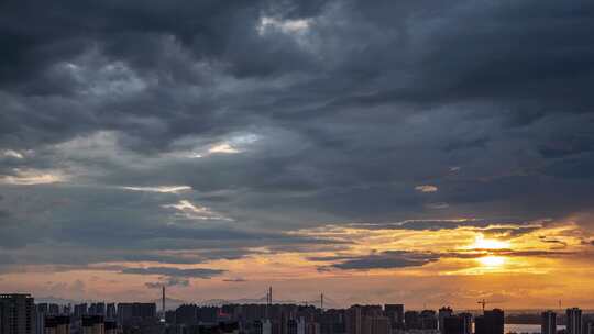 夏季黄昏天空素材延时