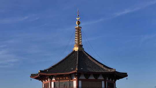 古风塔楼航拍 古寺 古榙寺庙