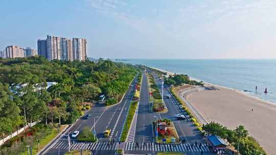 航拍厦门环岛路风景