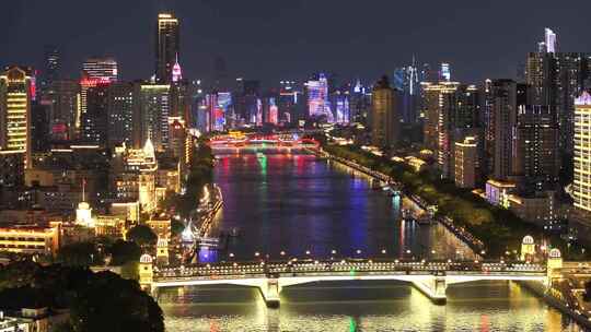 广州沿江西路夜景航拍