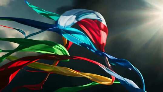 彩色绸带随风飘动