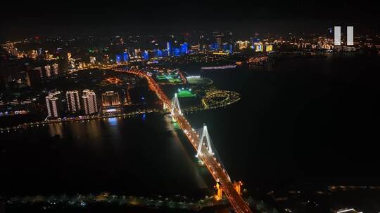 4K海南海口世纪大桥纯净夜景