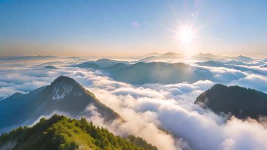 山间云海日出全景