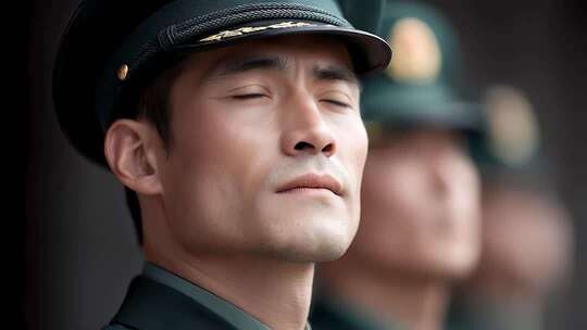 中国军人坚毅目光展现军人风采