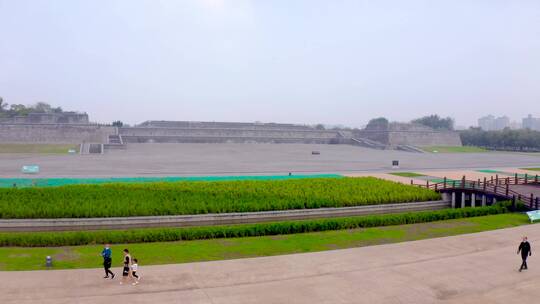 航拍西安大明宫秋天景色