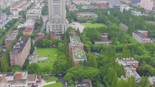 上海市复旦大学邯郸校区航拍校园风景风光素