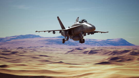 飞机在沙漠上降落的特写镜头
