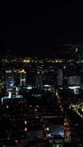 竖版航拍山东济南城市夜景老城区夜景