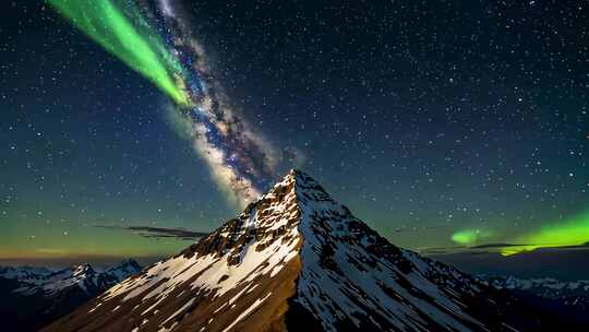 雪山星空极光星轨背景