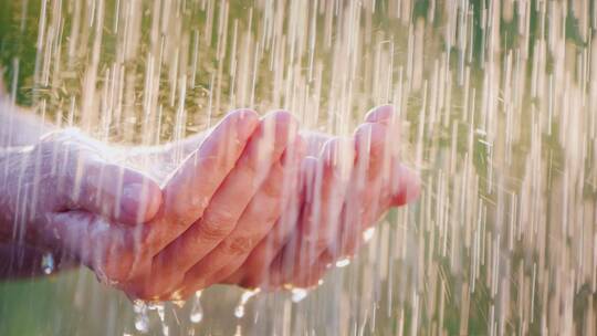 下雨手接雨滴