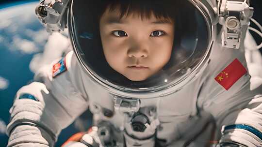 梦想 理想 儿童宇航员飞天梦视频素材模板下载