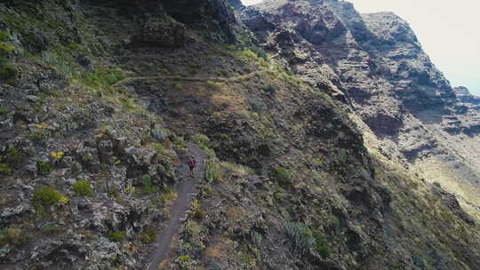 山中冒险的人徒步旅行路线