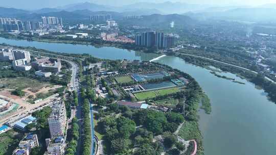 广州从化区自来水厂航拍污水处理厂大景全景