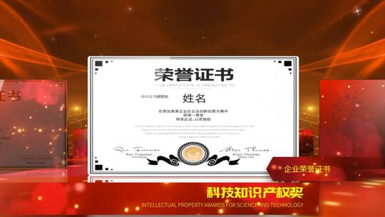震撼大气企业证书展示AE模板