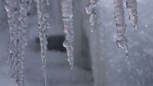 春天自然冰冻滴水冰雪融化