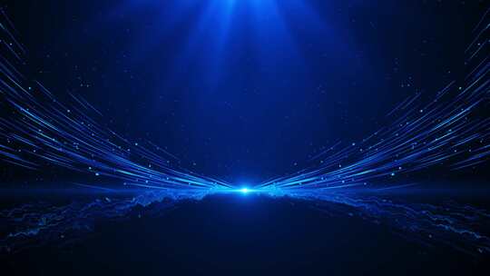 4K-发散的蓝色科技粒子光线