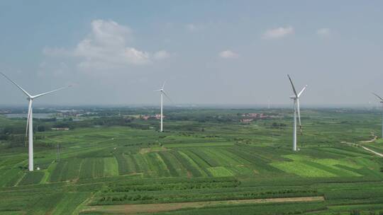 4k 航拍户外乡村绿色能源风力发电机