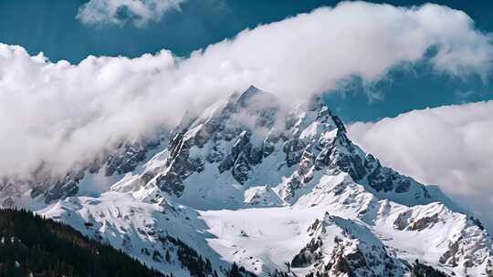 雪山高原山峰云雾