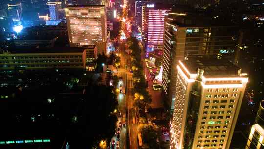 杭州西湖区教工路夜景车流延时