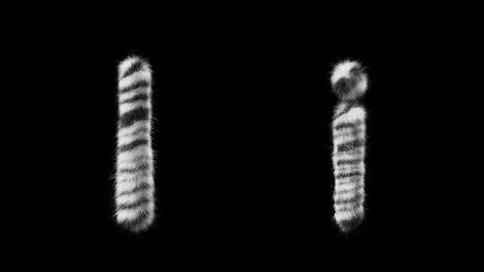 大写和小写斑马羊毛字母I的3D动画