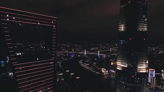 中国上海夜景陆家嘴南浦大桥