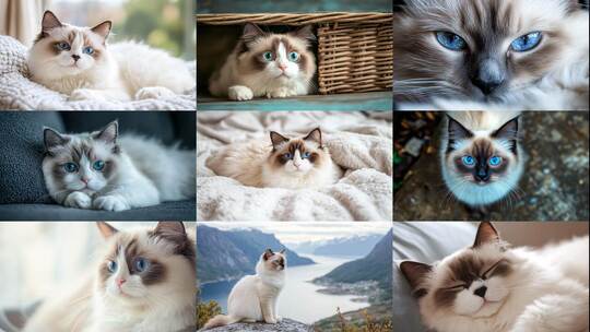 温柔蓝眸布偶猫小猫猫咪的治愈瞬间高清在线视频素材下载