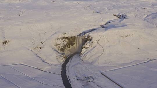 4K冰岛雪山雪地北极圈瀑布航拍