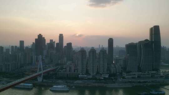 航拍重庆日落晚霞重庆大景合集
